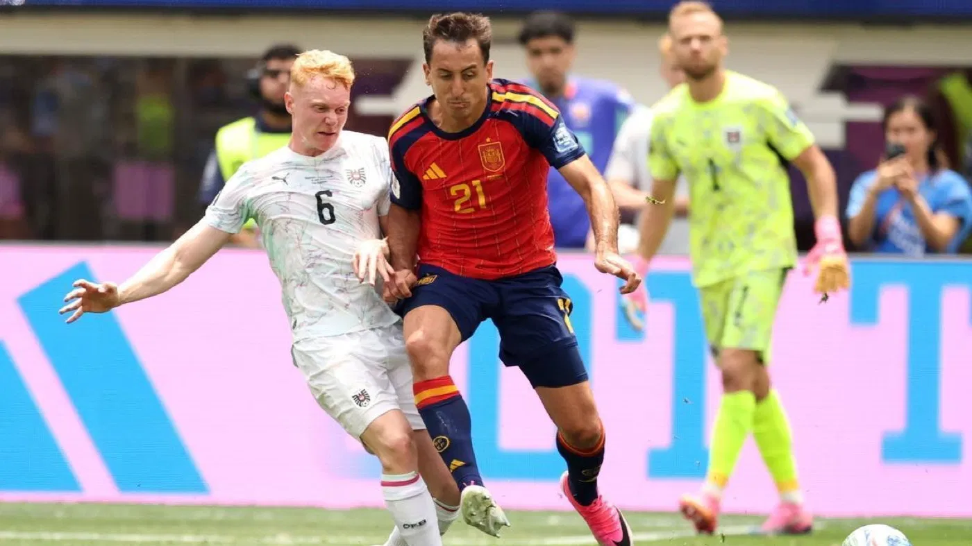 Acción del partido España contra Austria en el Mundial 2026