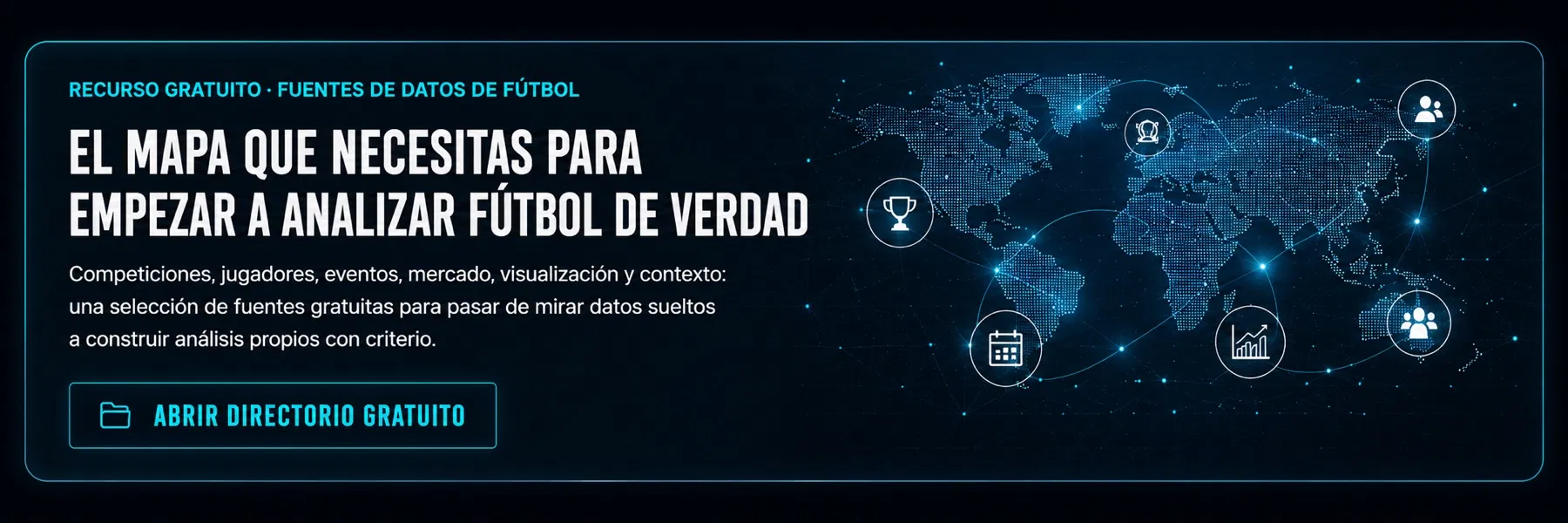 Directorio gratuito de fuentes de datos de fútbol de Sports Data Campus para analizar fútbol con datos
