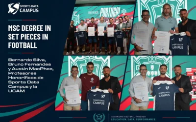 Bernardo Silva, Bruno Fernandes y Austin MacPhee, Profesores Honoríficos de Sports Data Campus y la UCAM